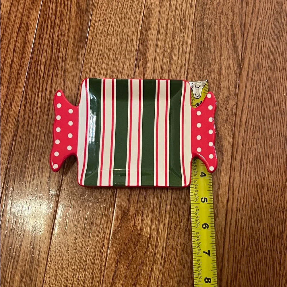 Pier 1 Candy Cane Green Red & White Christmas Appetizer Plate